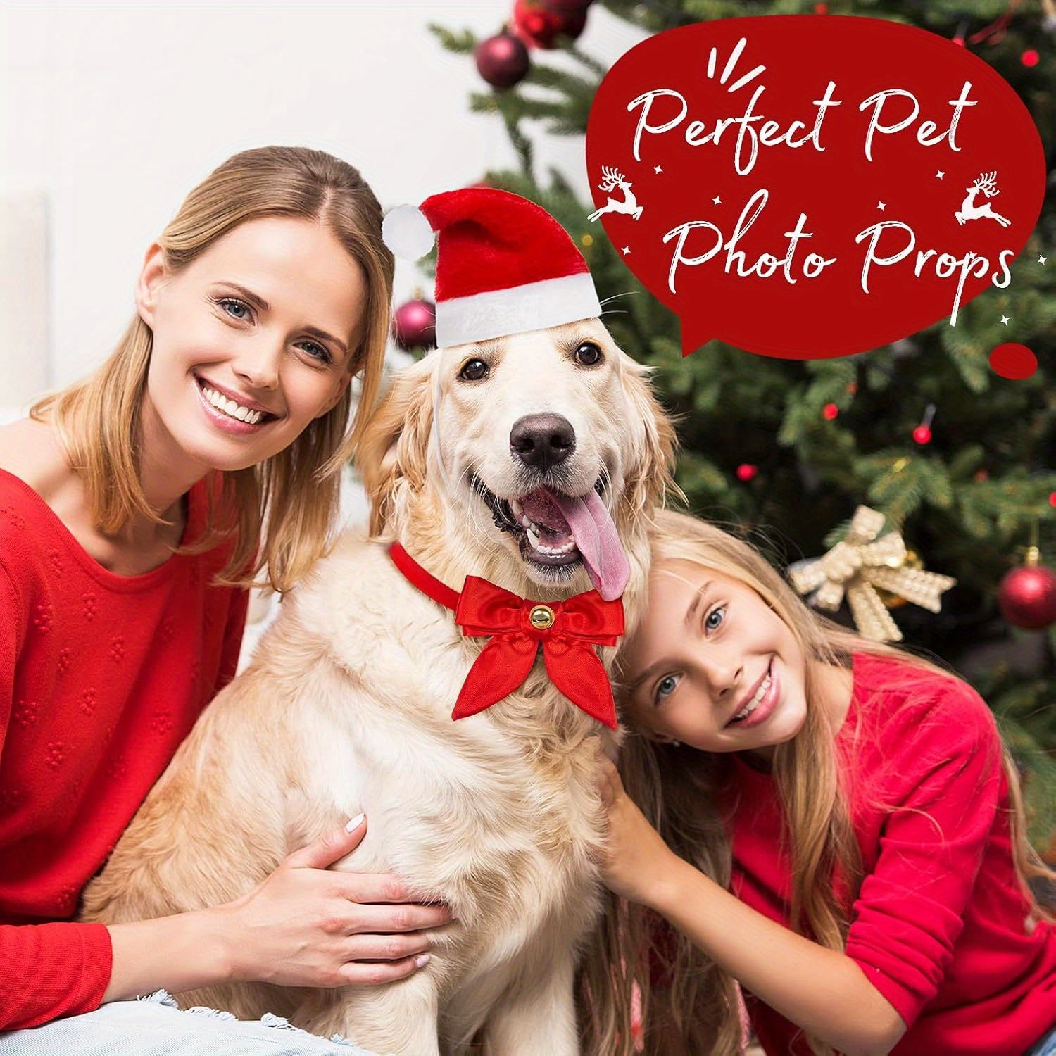 Christmas Dog Hats - Adjustable Breathable Polyester Accessories