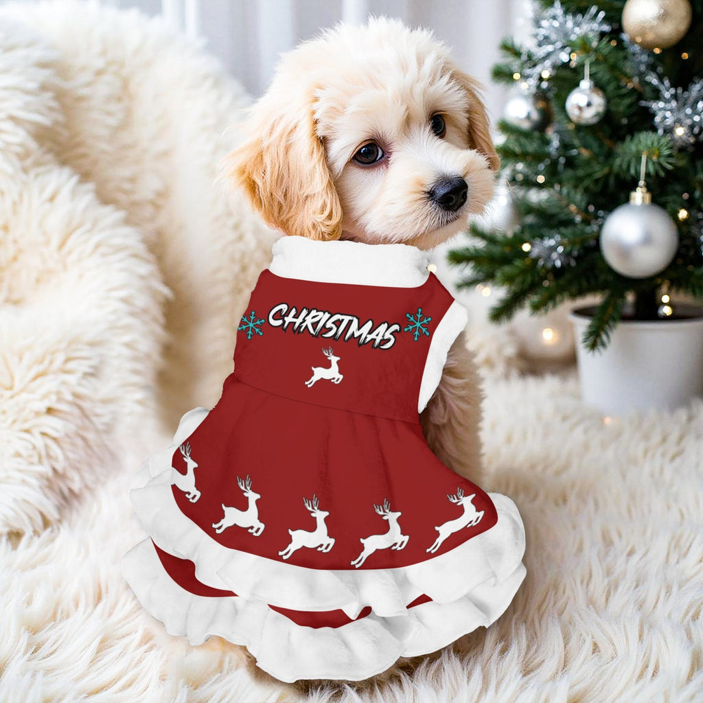 Dog Christmas Dress - Warm Winter Coat with Ruffled Hem