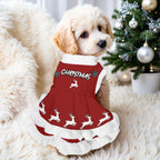 Dog Christmas Dress - Warm Winter Coat with Ruffled Hem