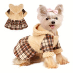 Winter Dog Sweater - Fleece Hooded Plaid