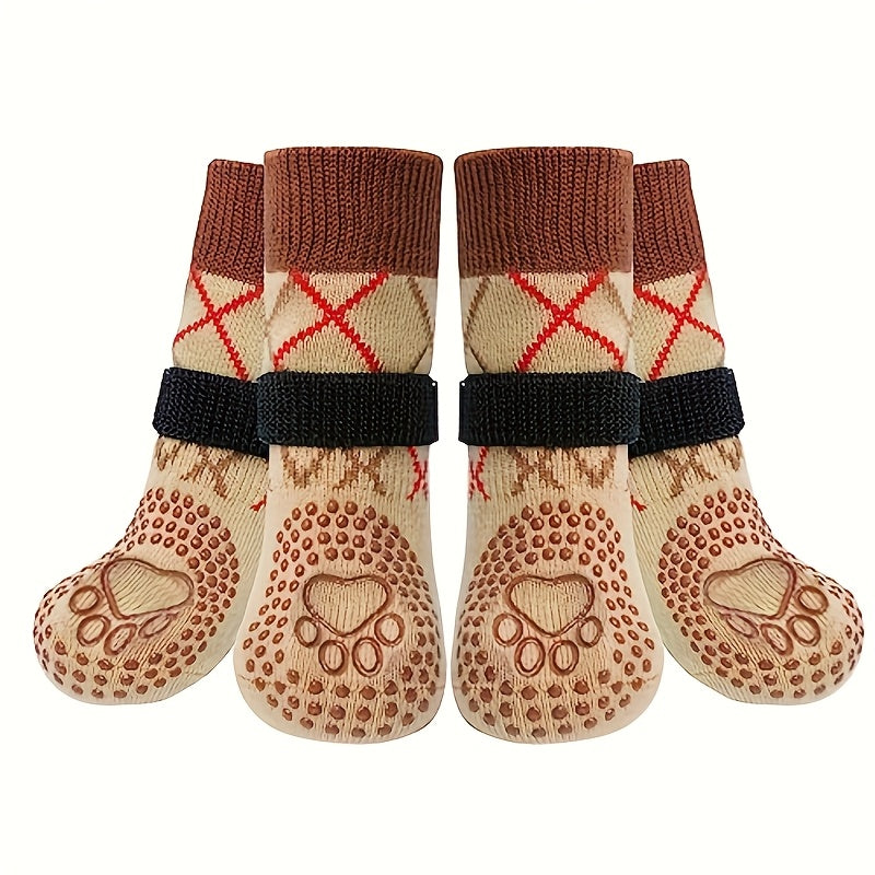 All-Weather Anti-Slip Plush Dog Boots for Medium & Large Breeds