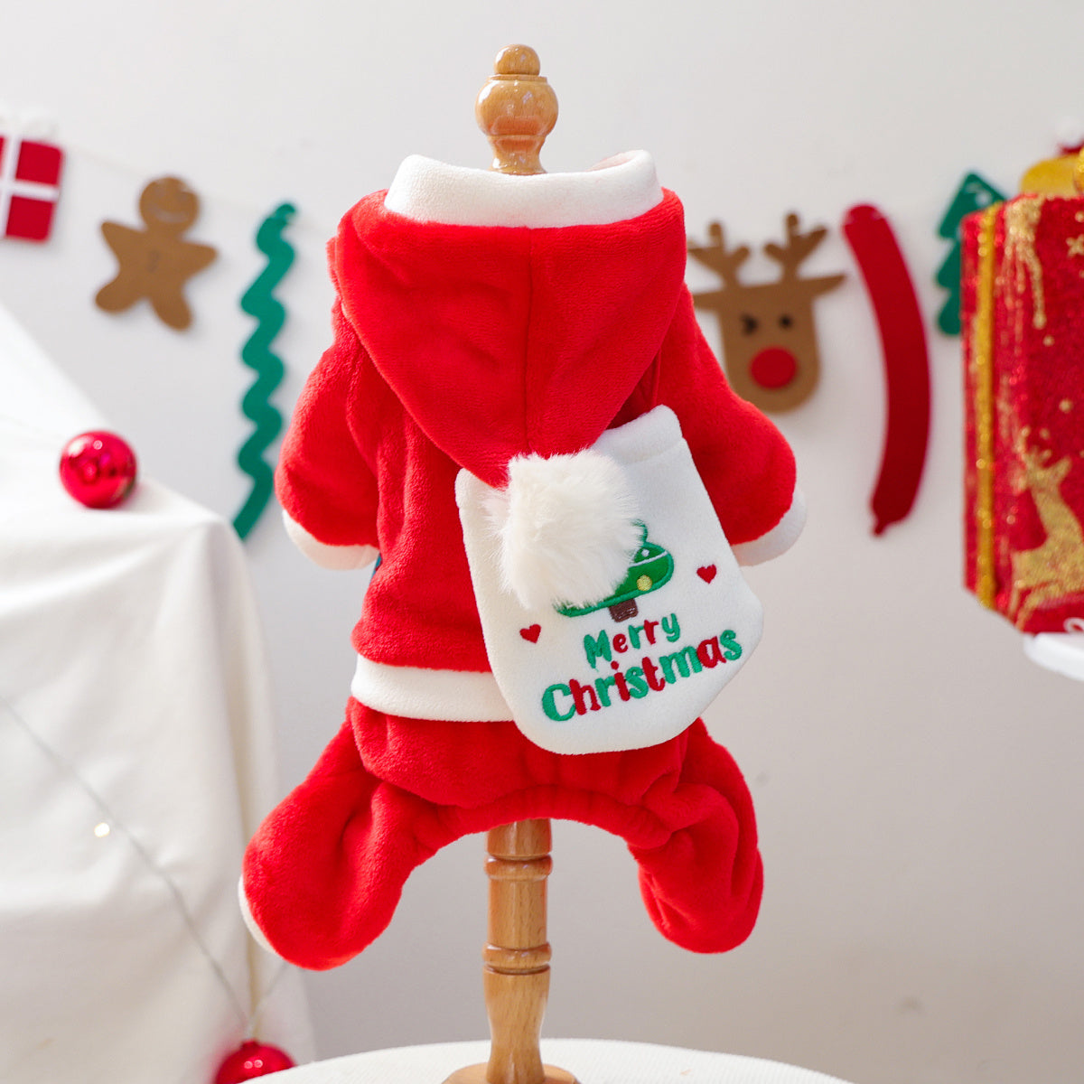 Christmas Pet Costume - Red Santa Warm Jumpsuit
