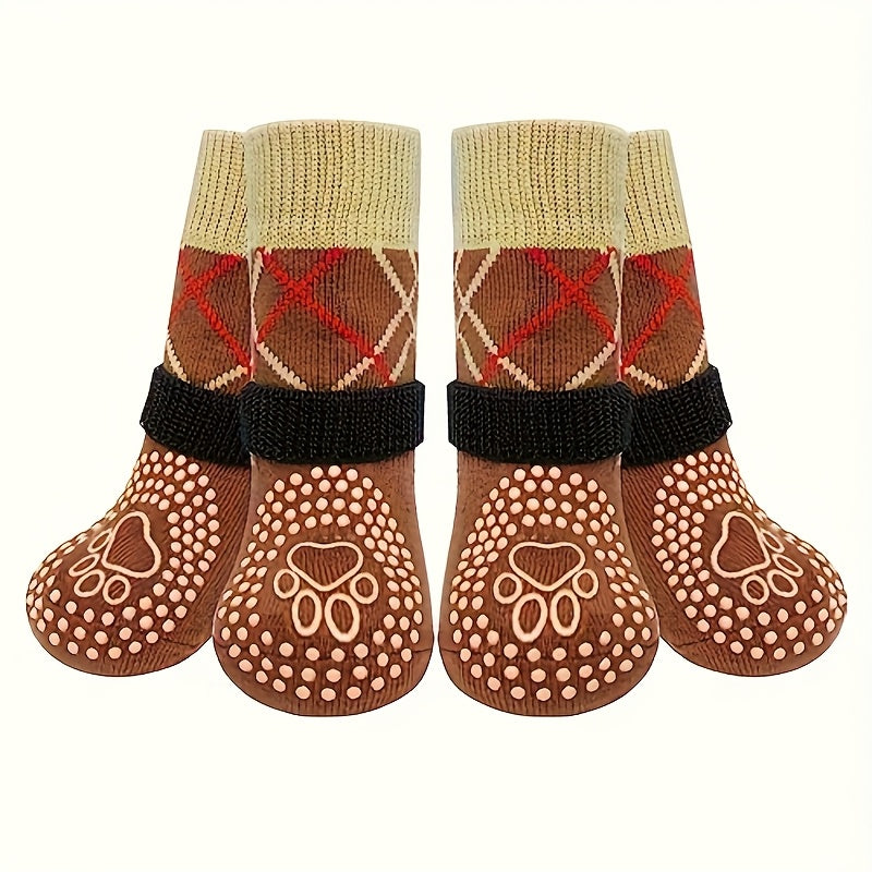 All-Weather Anti-Slip Plush Dog Boots for Medium & Large Breeds