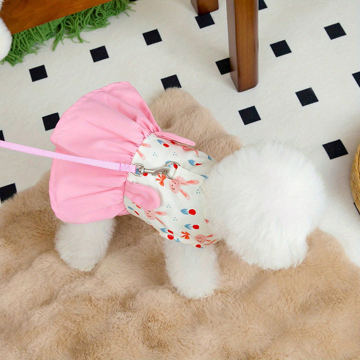 Easter Dog Clothes - Bunny Print Dress for Small Female Dogs