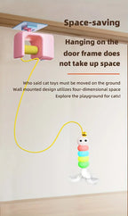 Swing Door Cat Toy with Automatic USB Rechargeable Interactive Hanging Feather Ball for Indoor and Outdoor Play Fits Doors and Windows All Breeds