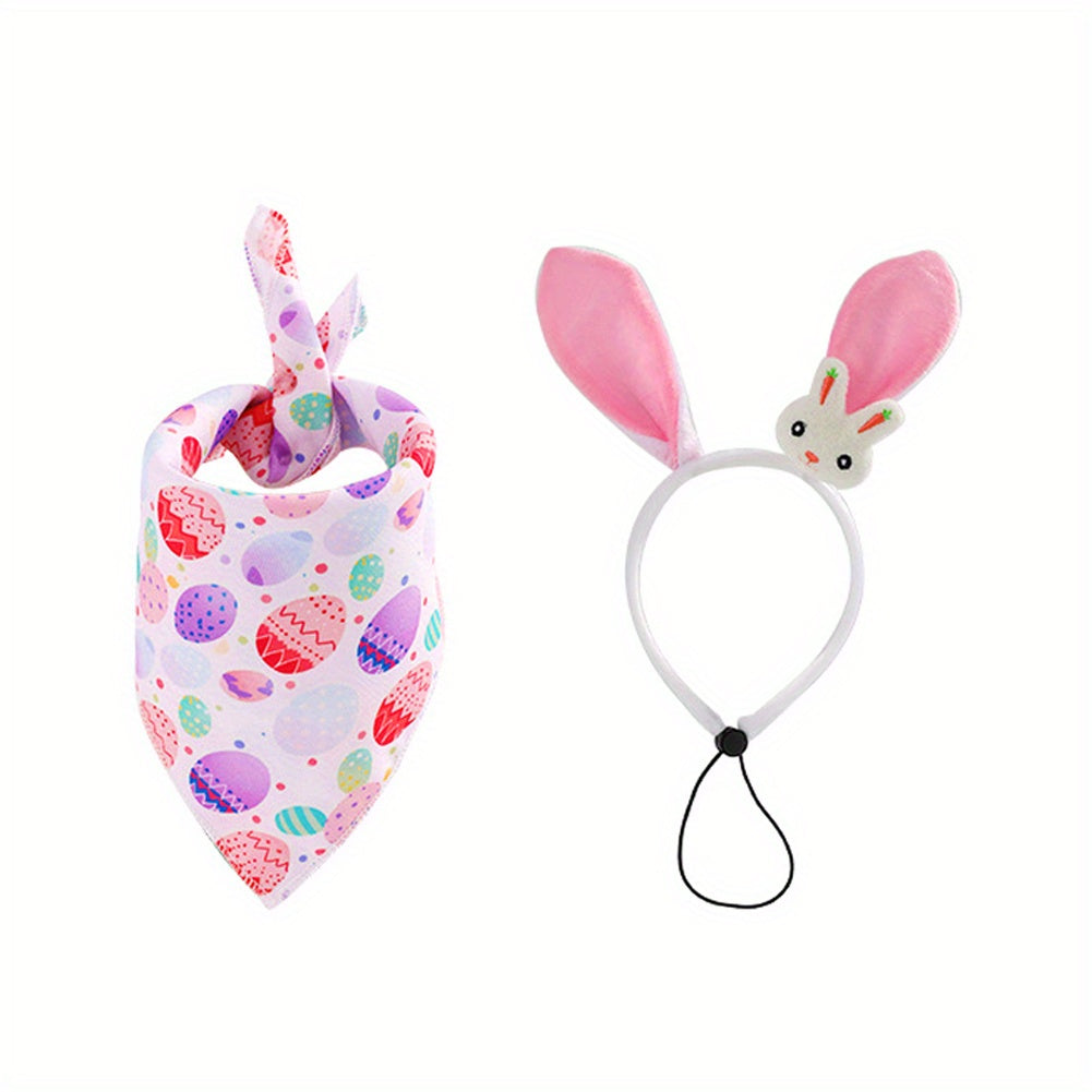 2pcs Dog Easter Costumes Adorable Bunny Ears Headband Cute Dog Bandana Cats Photography Headbands Pet Costume Headwears