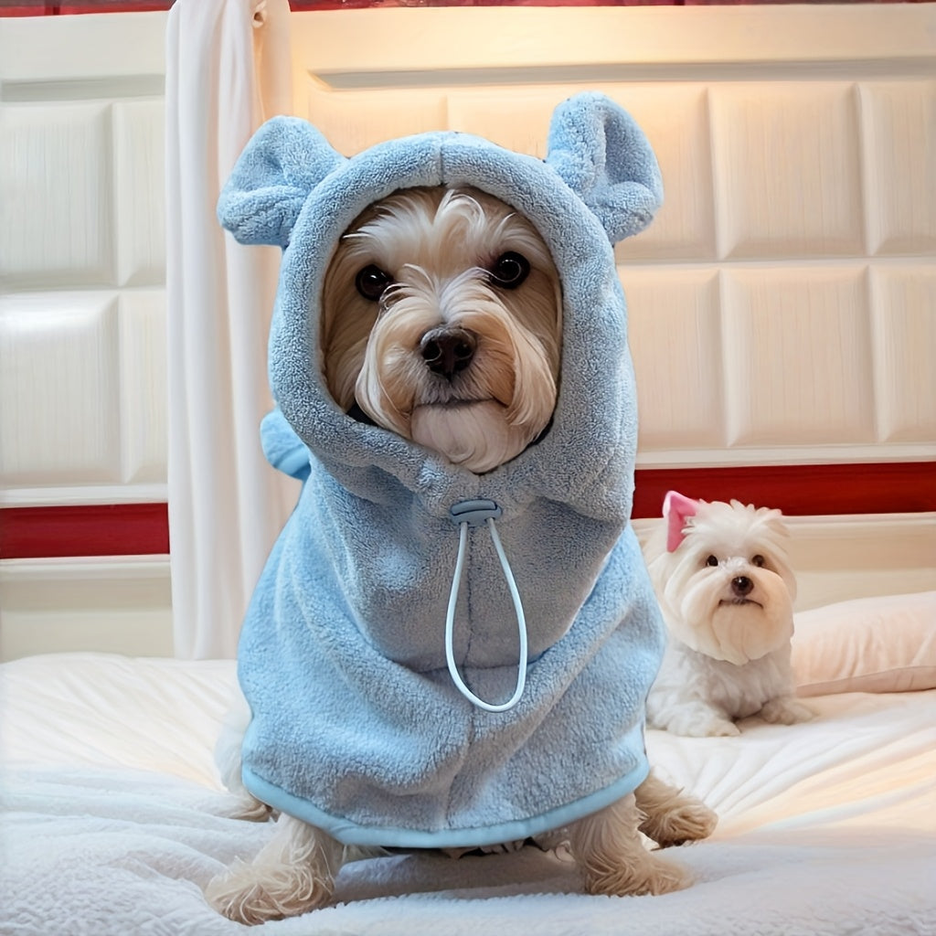 Dog Bathrobe - Soft Absorbent Pet Robe with Hood