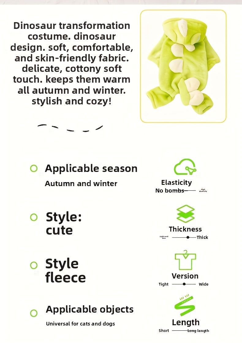 Cute Dog Costumes - Warm Dinosaur Jacket for Small Breeds