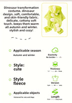 Cute Dog Costumes - Warm Dinosaur Jacket for Small Breeds