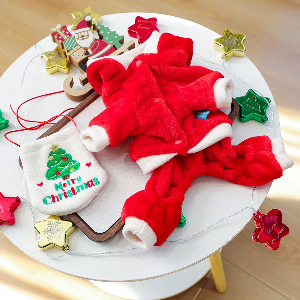 Christmas Pet Costume - Red Santa Warm Jumpsuit