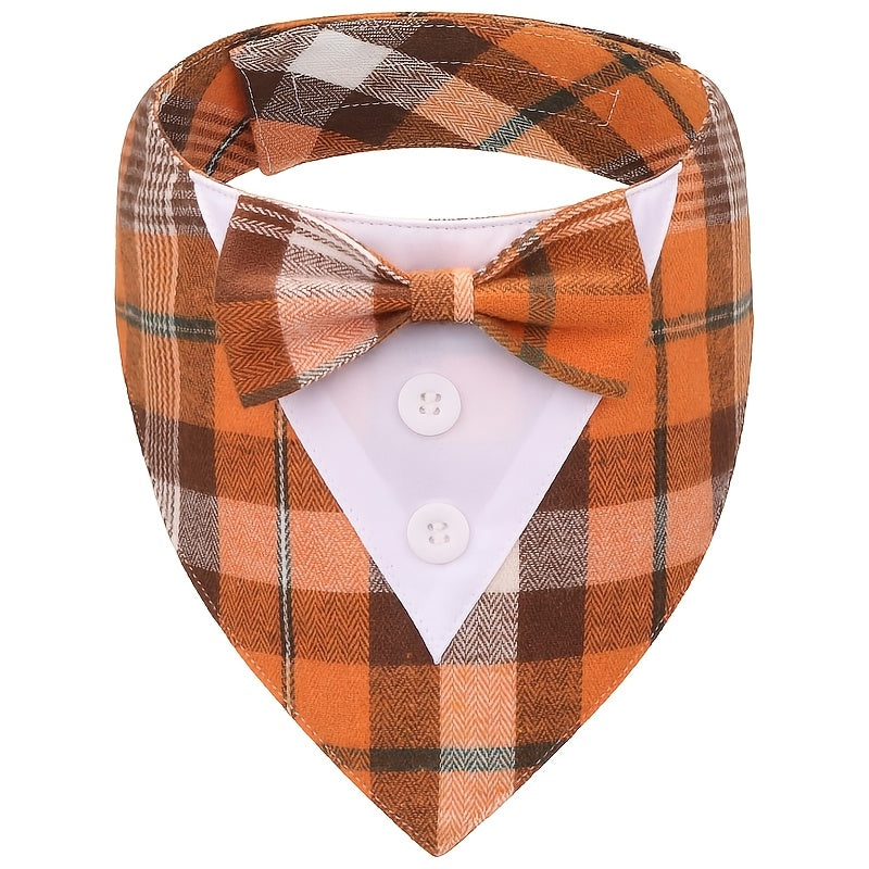 1pc Pets Scarf Festival Plaid Bow Tie Pet Collar Dog Cat Perfect for Valentine's Day Easter Independence Day Thanksgiving Day Christmas Wedding Decorations Pets Costume
