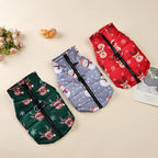 Dog Winter Coat Reindeer Print Zip Puppy Vest Jacket