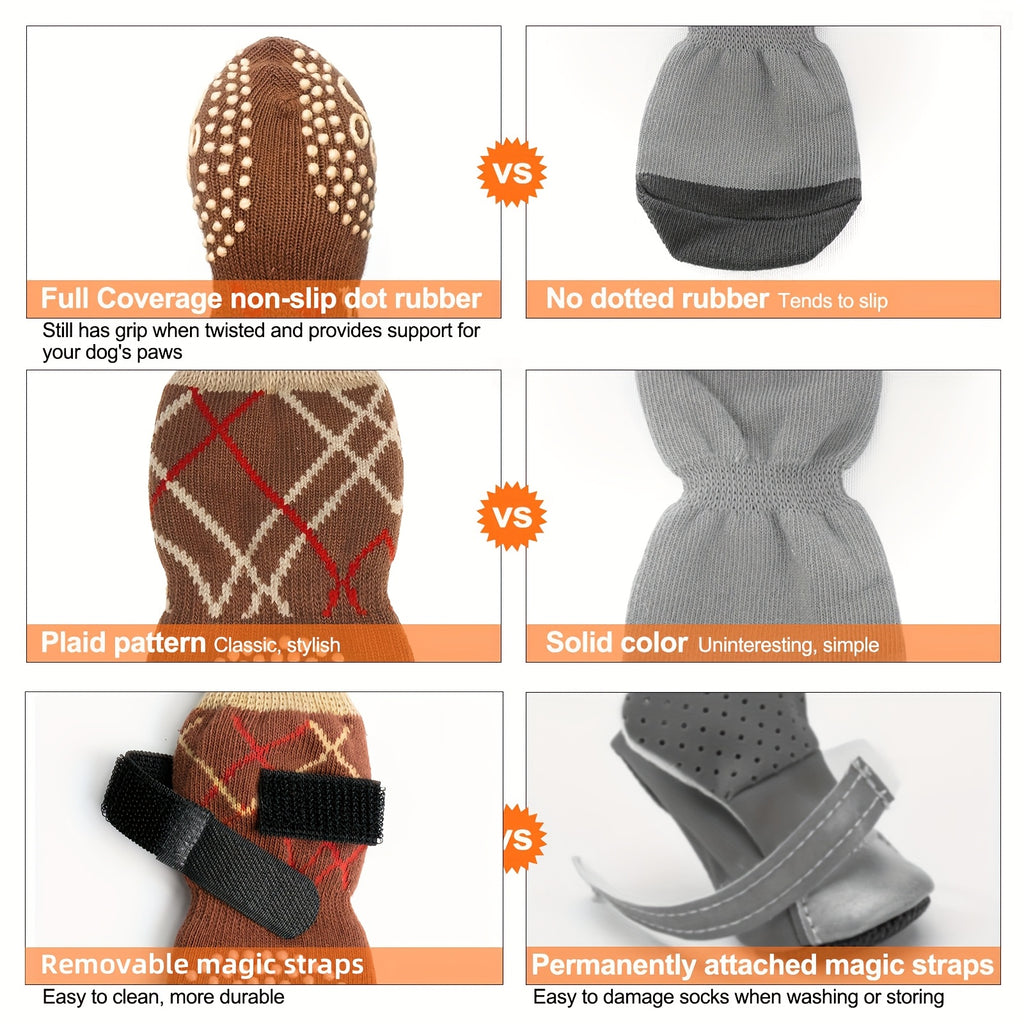 All-Weather Anti-Slip Plush Dog Boots for Medium & Large Breeds