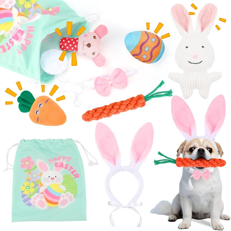Easter Dog Toys - 8 Pack Squeaky Plush Toys