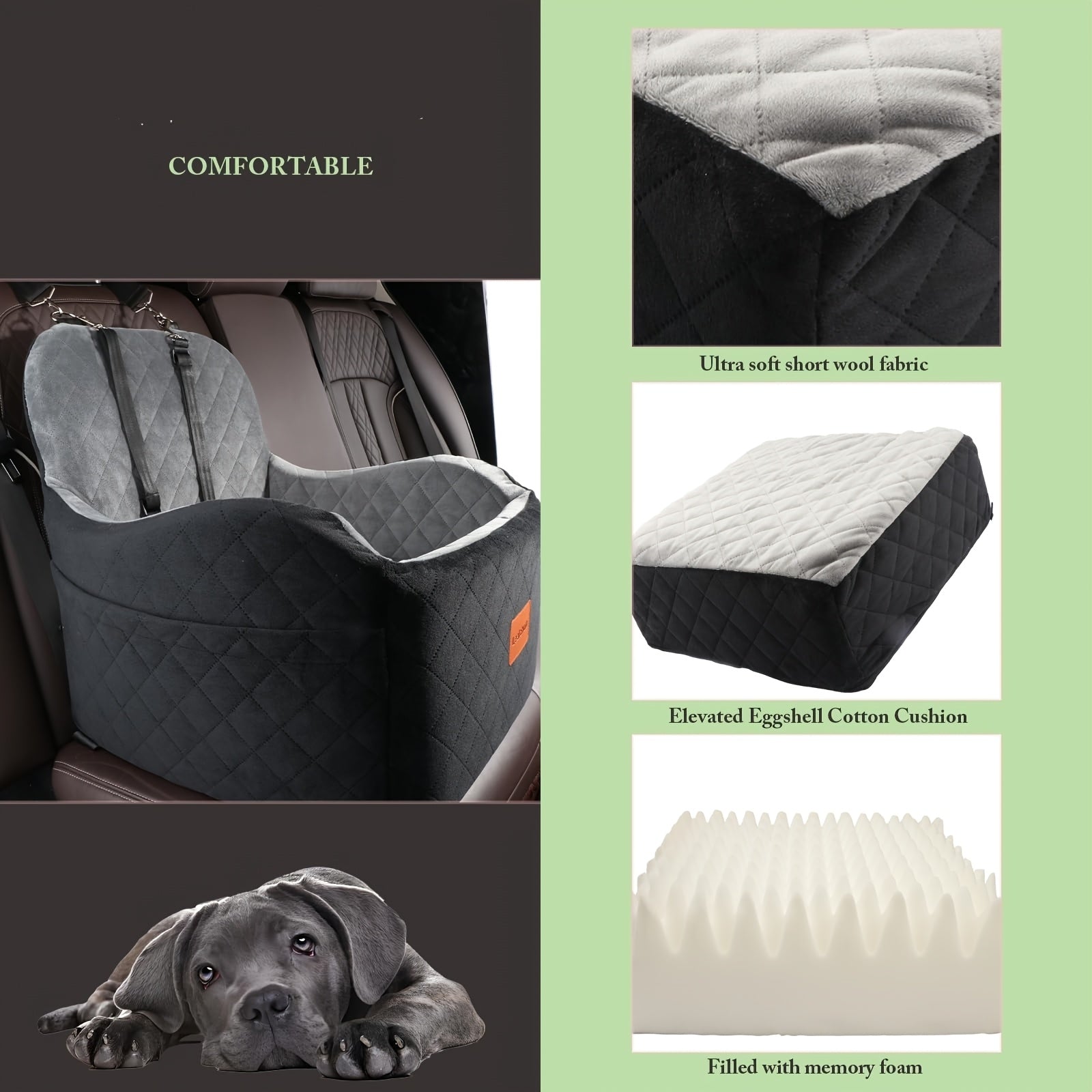 Dog Car Seat - Booster with Elevated Cushion