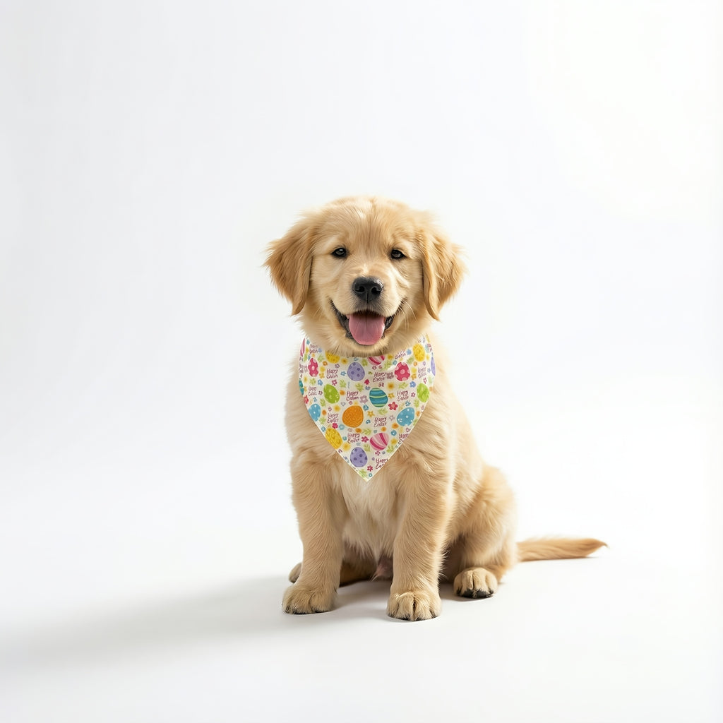 Pet Easter Egg Print Bandana for Small Dogs & Cats - Soft Breathable Triangle Collar Scarf with Adjustable Rope Tie, Easter Egg Pattern Suitable for Puppies, Kittens, Spring Festival Accessory, for Small to Medium Dogs