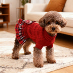 Dog Christmas Sweater - Small Dog Red Plaid