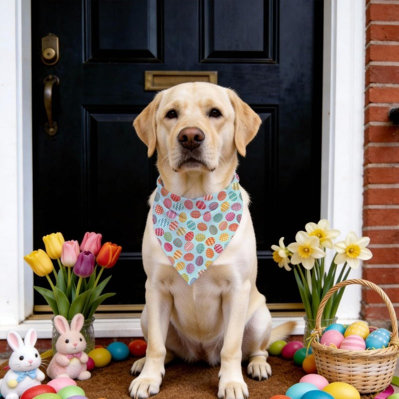 Easter Dog Bandana - Adjustable Vibrant Egg Design