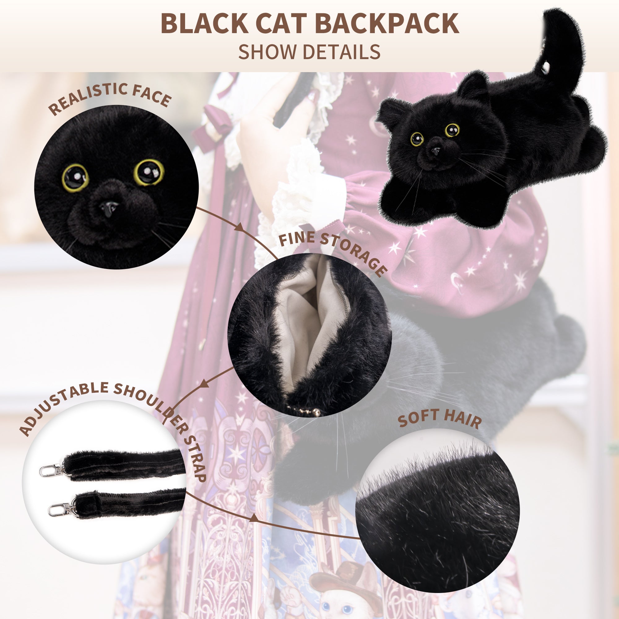 Black Cat Plush Purse – Kawaii Bag for Girls & Teens