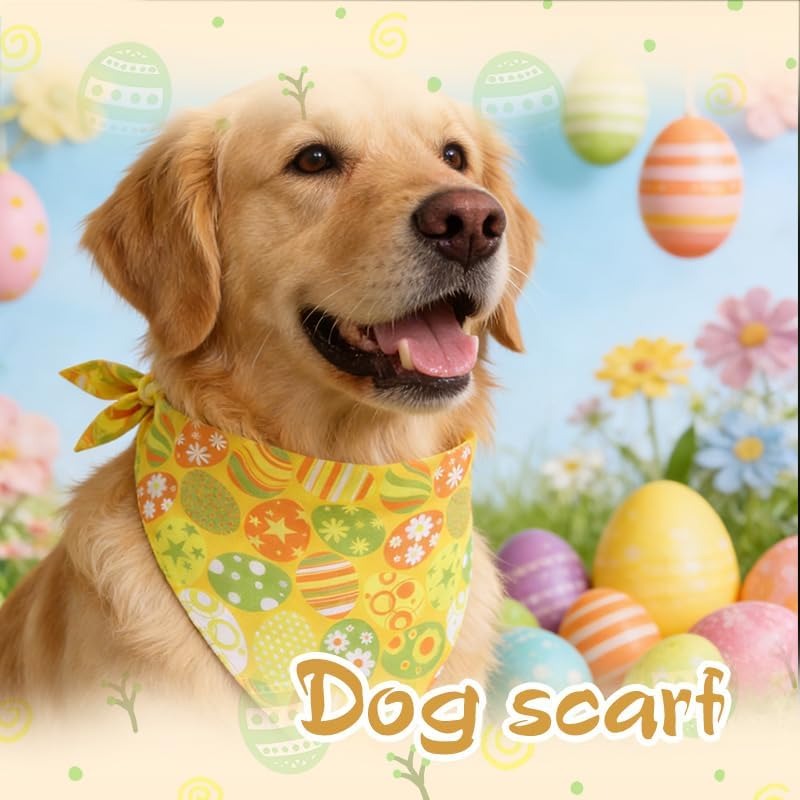 Easter Dog Bandana - Adjustable Washable Triangle Neckerchief