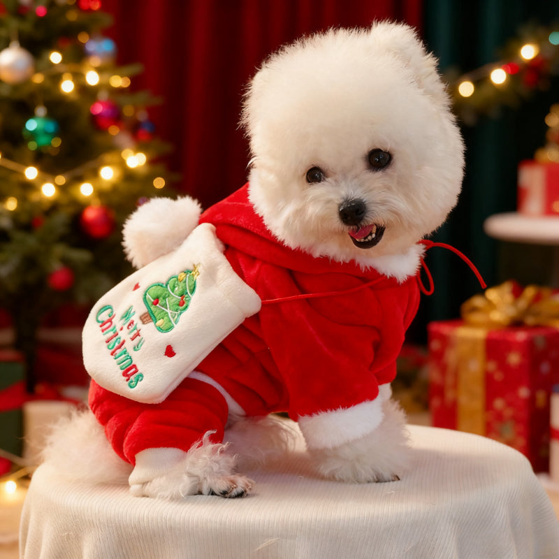 Christmas Pet Costume - Red Santa Warm Jumpsuit