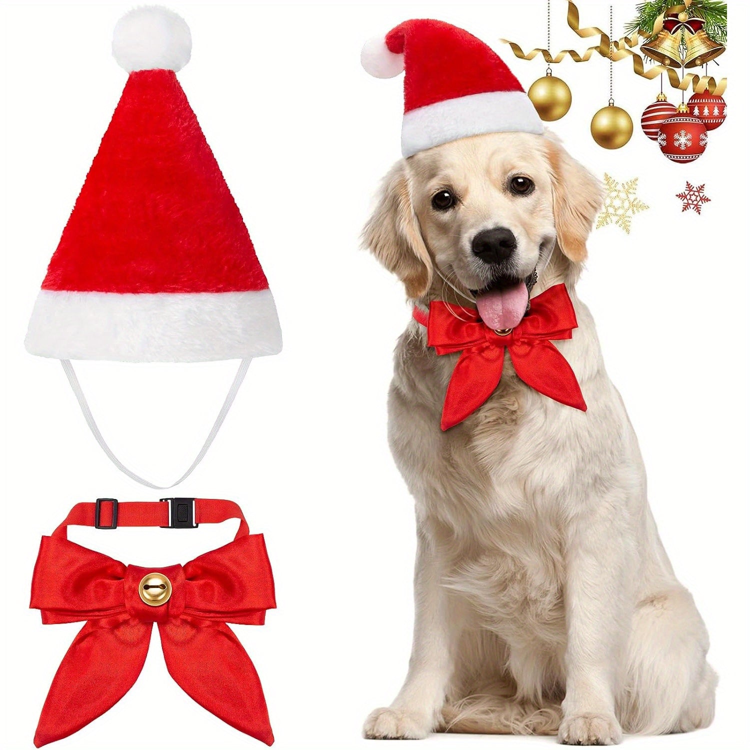 Christmas Dog Hats - Adjustable Breathable Polyester Accessories