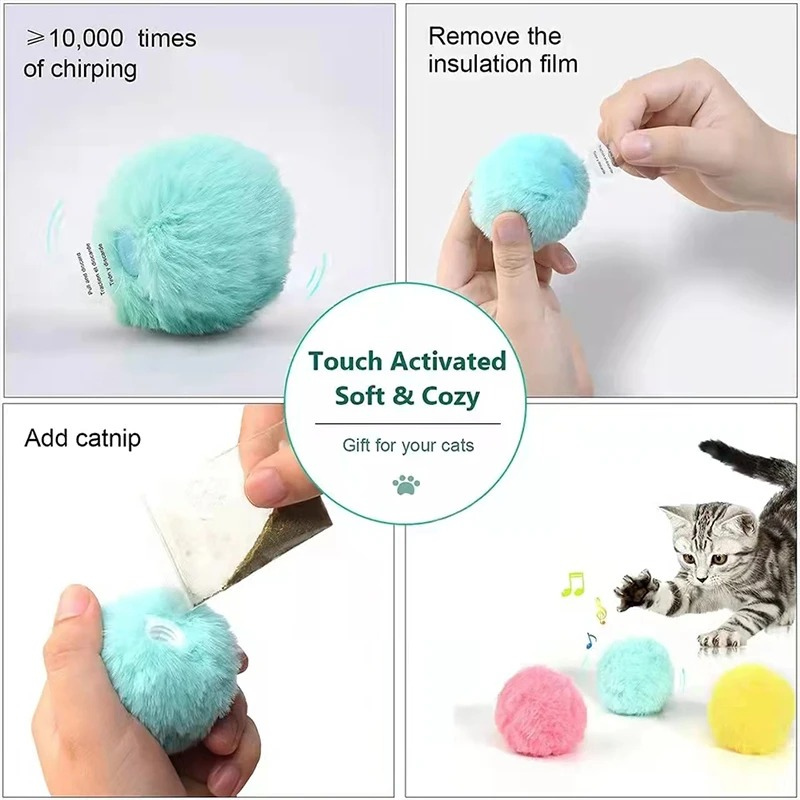 Interactive Ball Smart Cat Toys – Plush Electric Catnip Training Toy