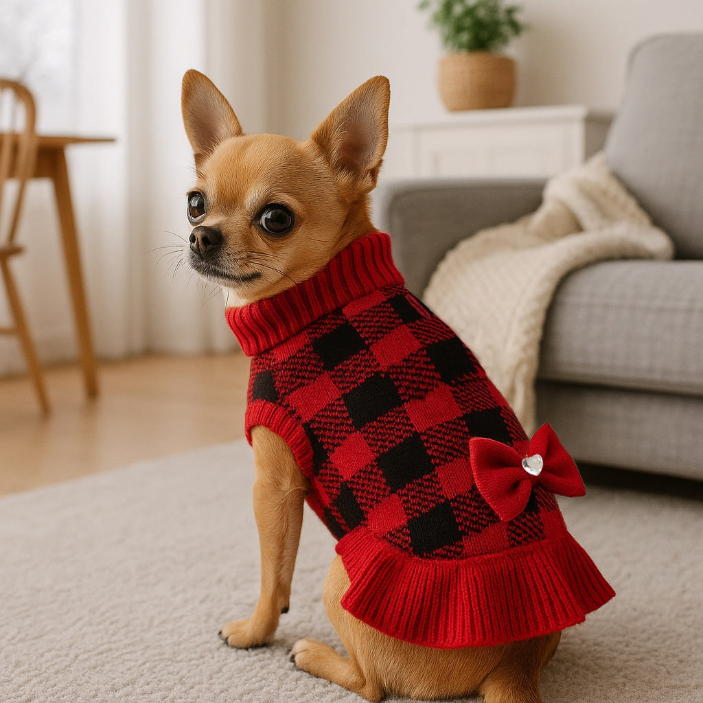 Dog Christmas Sweater - Warm Small Dog Winter Dress
