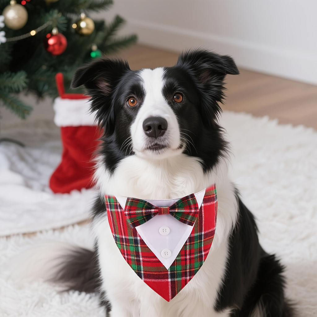 1pc Pets Scarf Festival Plaid Bow Tie Pet Collar Dog Cat Perfect for Valentine's Day Easter Independence Day Thanksgiving Day Christmas Wedding Decorations Pets Costume