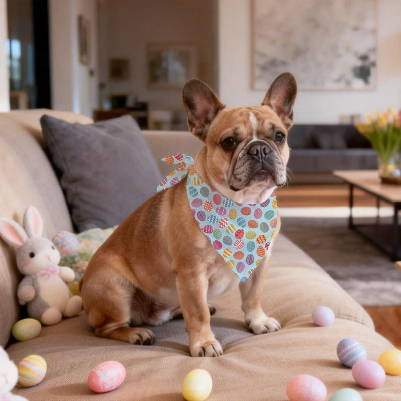 Easter Dog Bandana - Adjustable Vibrant Egg Design