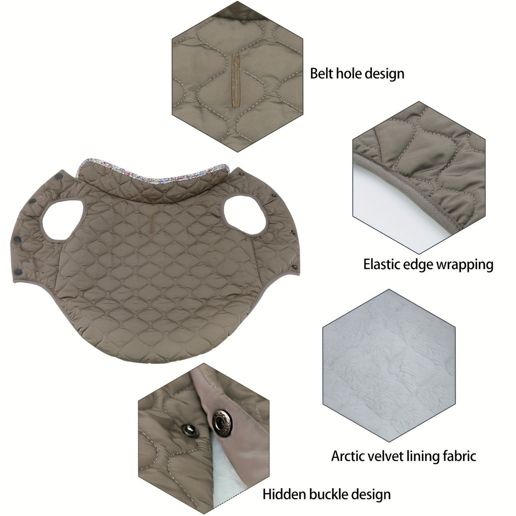 Dog Winter Jacket - Cold Weather Dog Coat with Dark Snap Buttons