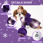 Winter Dog Sweater - Fleece Hooded Plaid