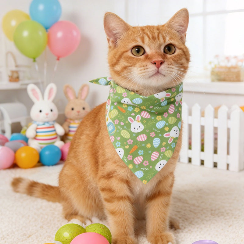 2pcs Random Easter Carrot Drool Scarves, Holiday Party Pet Printed Triangular Scarves, Dog Cat Decorative Scarves