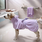 Dog Bathrobe - Soft Absorbent Pet Robe with Hood