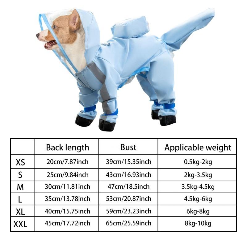 Waterproof Dog Raincoat - Reflective Dog Jacket Adjustable Fit