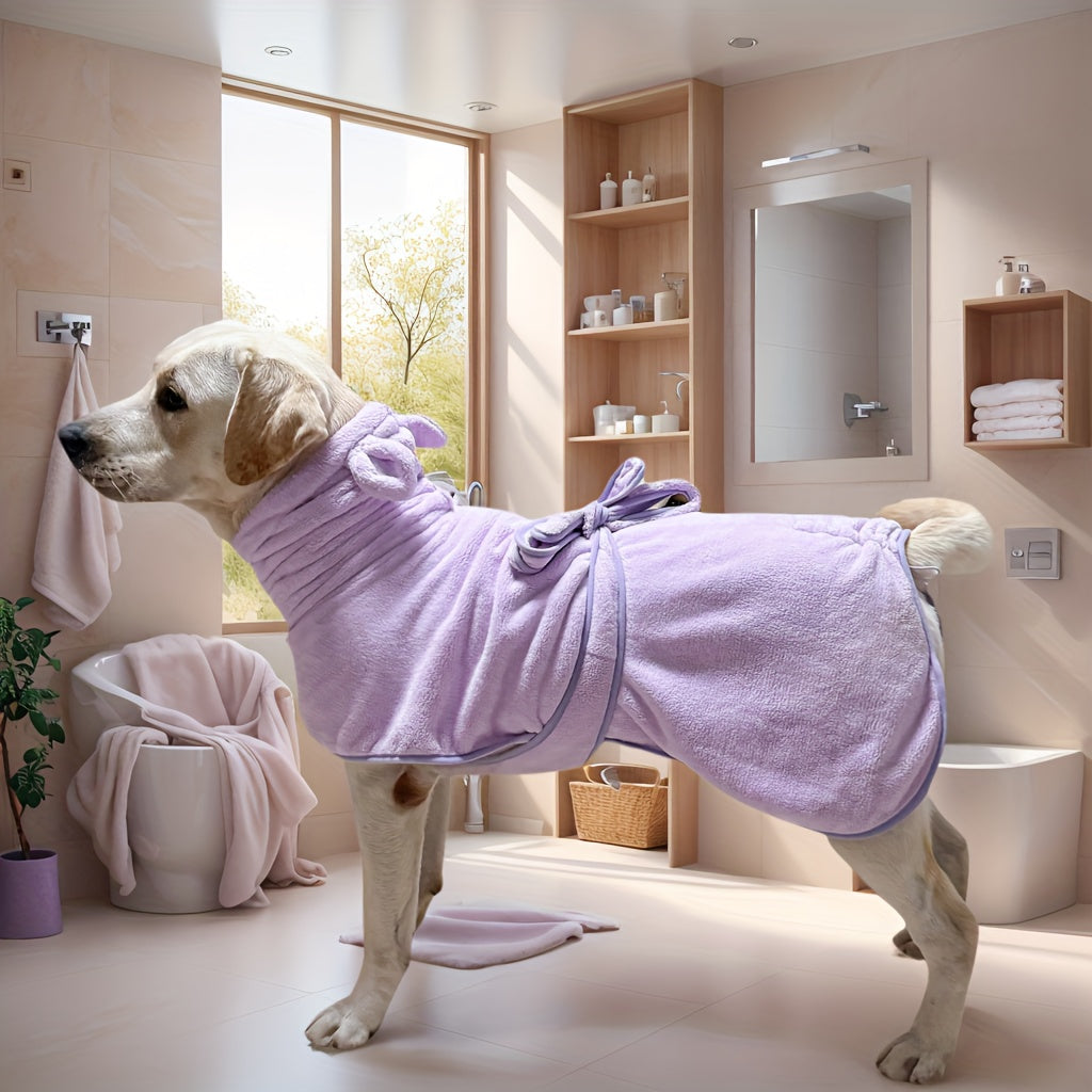 Dog Bathrobe - Soft Absorbent Pet Robe with Hood