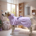 Dog Bathrobe - Soft Absorbent Pet Robe with Hood