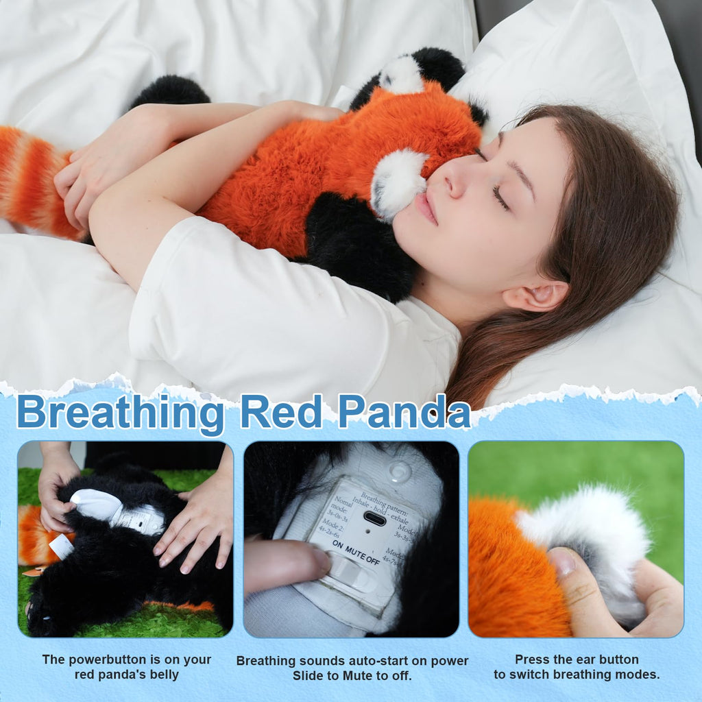 Breathing Red Panda Plush – Lifelike Calming Toy Gift