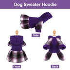 Winter Dog Sweater - Fleece Hooded Plaid