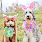 Easter Dog Bandanas - Adjustable Large Pet Scarves Bunny Patterns