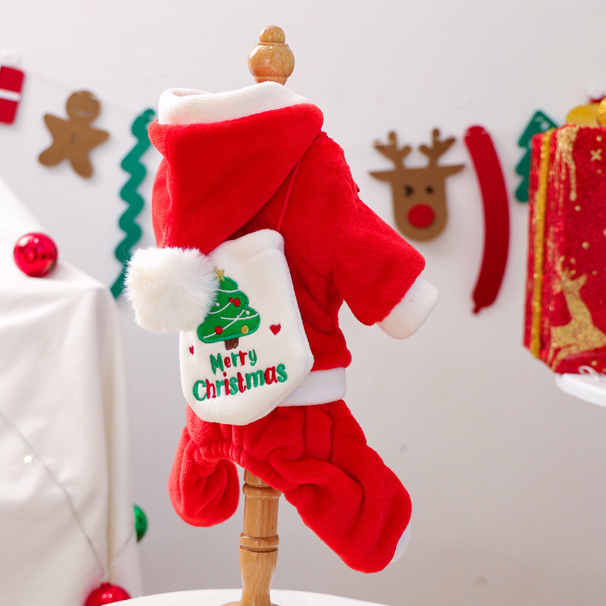 Christmas Pet Costume - Red Santa Warm Jumpsuit