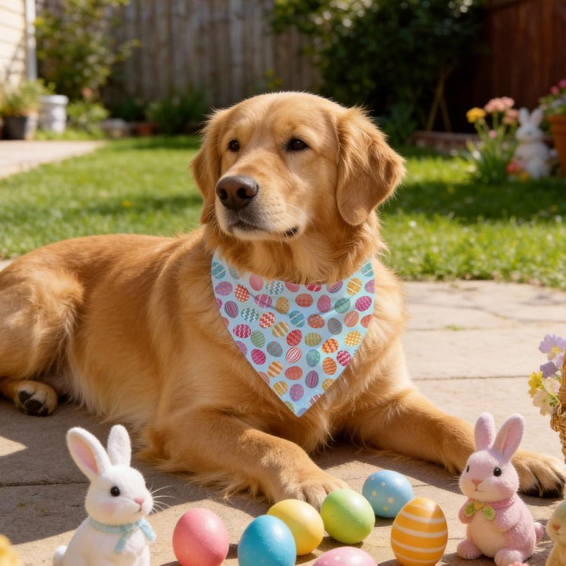 Easter Dog Bandana - Adjustable Vibrant Egg Design