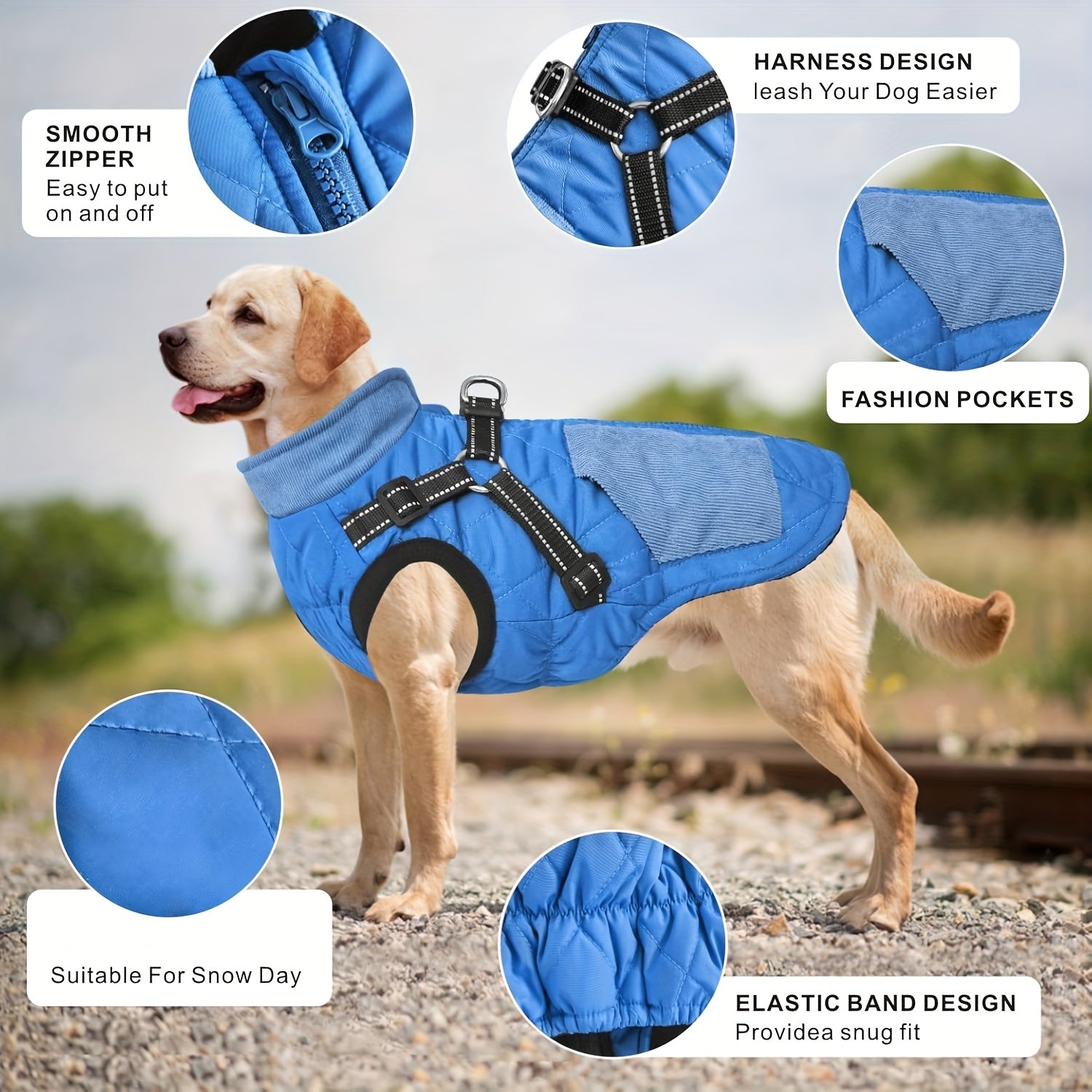 Reflective Dog Jacket - Adjustable Small Medium