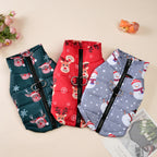 Dog Winter Coat Reindeer Print Zip Puppy Vest Jacket