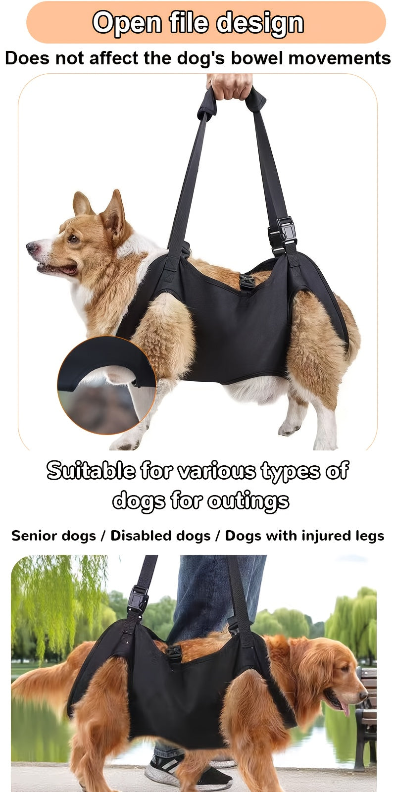 Dog Support Harness for Elderly Disabled Pets - Adjustable Comfort