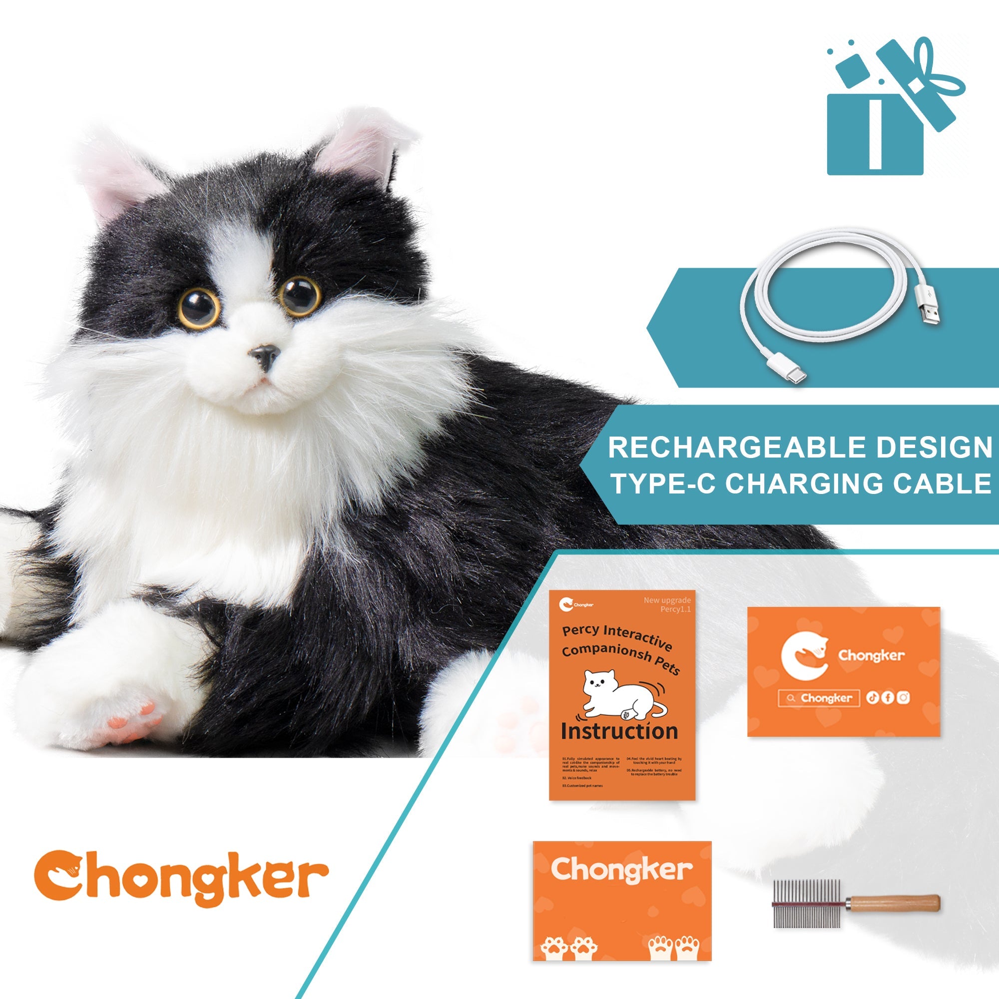 Percy Robot Cat – Interactive Weighted Comfort Toy