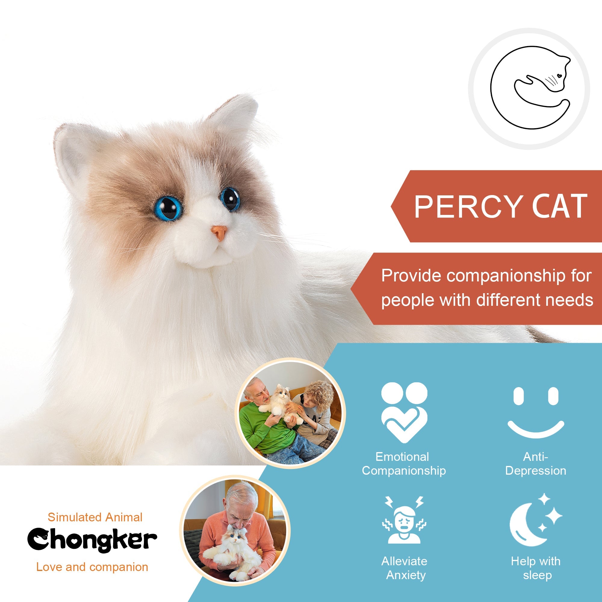 Percy Robot Cat – Interactive Weighted Comfort Toy