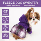 Winter Dog Sweater - Fleece Hooded Plaid