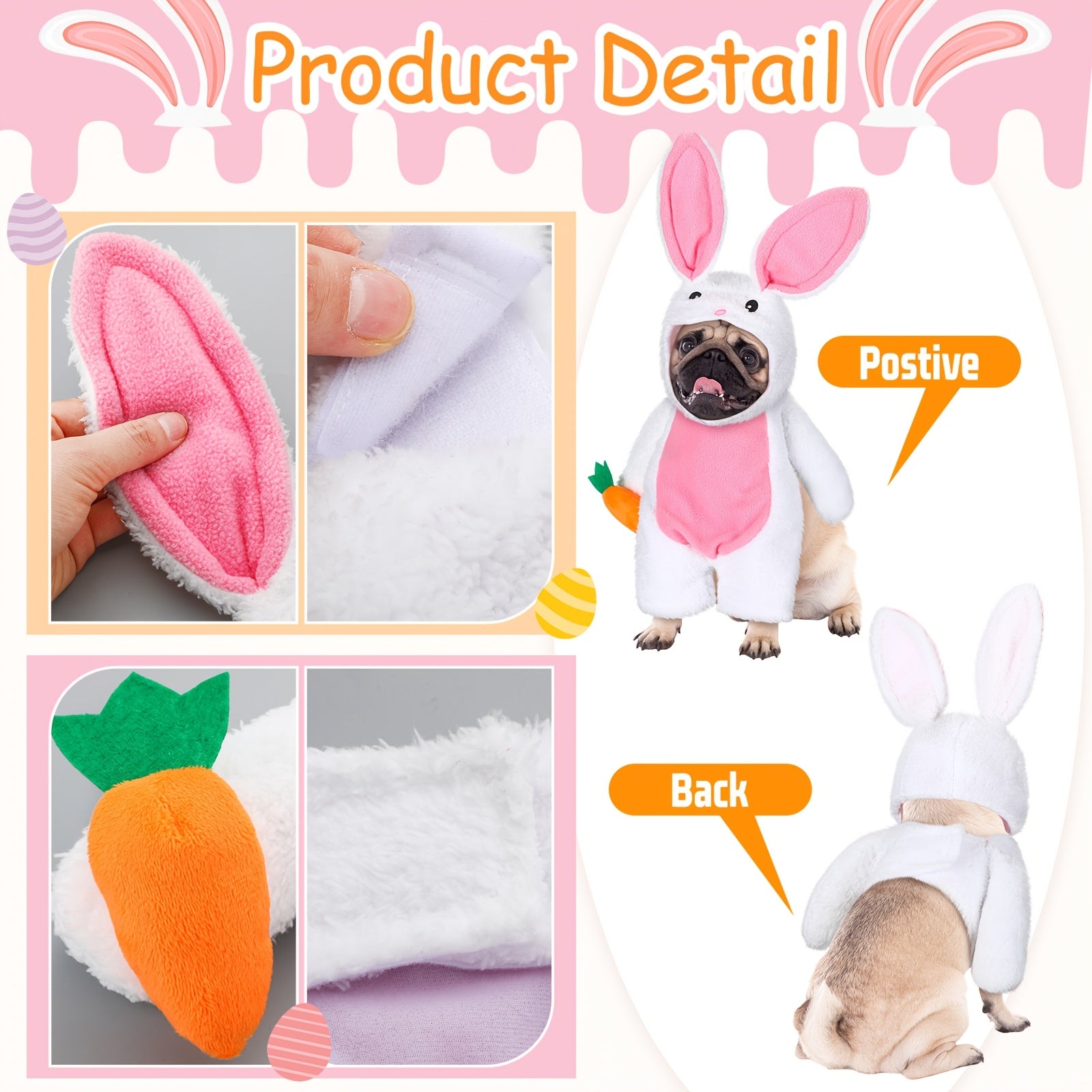 Easter Bunny Costume for Dogs & Cats - Funny Fluffy Outfit