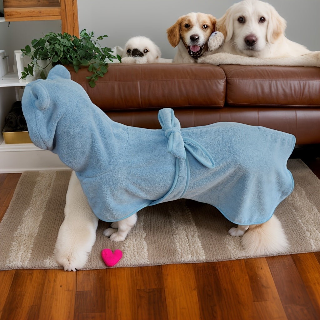 Dog Bathrobe - Soft Absorbent Pet Robe with Hood